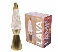 fisura. - Lampe à lave bale paillettes dorées. Base dorée, liquide transparent et paillettes. Lampe d'ambiance originale. Avec ampoule de rechange. 11 cm x 11cm x 40 cm.