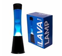 fisura. - Lampe à lave blanche et bleue des années 70. Base noire, liquide bleu et lave blanche. Lampe d'ambiance originale. Avec ampoule de rechange.11 cm x 11cm x 39,5 cm.