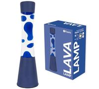Fisura - Lampe à lave bleue. Base et lave bleues avec liquide transparent. Effet relaxant. Avec ampoule de rechange. Dimensions : 11 cm x 11 cm x 39,5 cm.