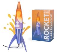 fisura. - Lampe à lave bleue et orange rocket. Base métallisée et bouteille dégradée orange. Design rétro avec ampoule de rechange. Dimensions : 20 cm x 20 cm x 45 cm.