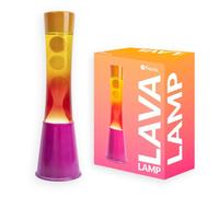 fisura. - Lampe à lave dégradée rose et orange. Base rose, verre effet dégradé et couvercle orange. Lampe effet relaxant. Avec ampoule de rechange. 11 cm x 11 cm x 39,5 cm.