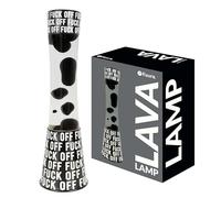 Fisura - Lampe à lave f*ck off avec base noire et message, liquide transparent et lave noire. Effet relaxant, avec ampoule de rechange incluse. Dimensions 11 cm x 11 cm x 39,5 cm.