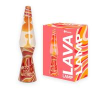 fisura. - Lampe à lave “go with the flow”. Base multicolore, lave orange. Lampe à lave rétro avec ampoule de rechange. 11,5 centimètresx 11,5 centimètresx 40 centimètres.