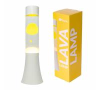 fisura. - Lampe à lave jaune. Lampe à lave de 30 cm avec base blanche, liquide transparent et lave jaune. Lampe d'ambiance originale. 9x9x30 cm