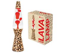 Fisura - Lampe à lave léopard. Base léopard, lave rouge et liquide transparent. Lampe rétro avec ampoule de rechange. Dimensions : 11 cm x 11 cm x 40 cm.