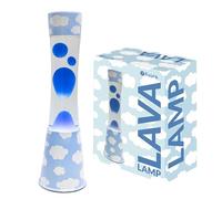 Fisura - Lampe à lave nuages avec base imprimée nuages, liquide transparent et lave bleue. Effet relaxant, avec ampoule de rechange incluse. Dimensions 11 cm x 11 cm x 39,5 cm.