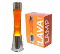 fisura. - Lampe à lave orange. Base chromée, liquide orange et lave orange. Lampe d'ambiance originale. Avec ampoule de rechange. 11 cm x 11cm x 39,5 cm.