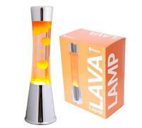 fisura. - Lampe à lave orange. Base chromée, liquide transparent et lave orange. Lampe d'ambiance originale. Avec ampoule de rechange. 11 cm x 11cm x 39,5 cm.