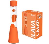 Fisura - Lampe à lave orange. Base et lave orange avec liquide transparent. Effet relaxant. Avec ampoule de rechange. Dimensions : 11 cm x 11 cm x 39,5 cm.