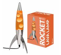 fisura. - Lampe à lave orange rocket. Base chromée liquide orange et lave ora...