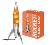 fisura. - Lampe à lave orange rocket. Base chromée, liquide orange et lave orange. Lampe à lave rétro avec ampoule de rechange. Dimensions: 20 cm x 20 cm x 45 cm.