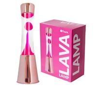 Fisura. - Lampe à Lave Rose Avec Base Chrome, Liquide Transparent. Lampe d'Ambiance Originale. Ampoule de Rechange Incluse. 11 cm x 11cm x 39,5 cm