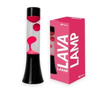 fisura. - Lampe à lave rose. Lampe à lave de 30 cm avec base noire, lave rose et liquide transparent. Lampe à effet relaxant. Dimensions: 9 cm x 9 cm x 30 cm.