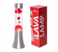 fisura. - Lampe à lave rouge. Lampe à lave de 30 cm avec base argentée, liquide transparent et lave rouge. Lampe à effet relaxant. 9x9x30 cm