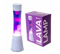 fisura. - Lampe à lave violette. Base blanche, liquide violet et lave blanche. Lampe d'ambiance originale. Avec ampoule de rechange. 11 cm x 11cm x 39,5 cm.