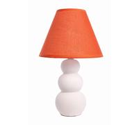 fisura. - Lampe de chevet en céramique. Lampe de table moderne blanche et orange. Petite lampe de table en céramique. Prise européenne. Hauteur: 32 cm.