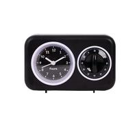 Fisura - Minuteur de Cuisine rétro Noir. Minuteur de Cuisine analogique 60 Minutes. Minuteur Multifonction avec Horloge et Fonction Alarme. Minuteur Pomodoro.