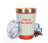 Fisura - Mug isotherme original “Out of the office”. Gobelet thermique nomade bleu et beige pour café à emporter 310 ml. Tasse isotherme en acier inoxydable pour voiture. Sans BPA. Cadeau amusante