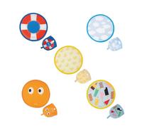 fisura. - Pack mix éventails ronds pliables (5 unités). Ventilateur de poche original, frisbee pliable avec motifs variés. Accessoire portable idéal pour les fêtes. 20 cm