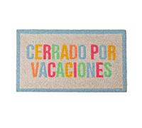 fisura. - Paillasson d'entrée cerrado por vacaciones en Fibre de Coco avec Base antidérapante en PVC. Tapis Original Multicolore Peint à la Main. Dimensions : 70 cm x 40 cm.
