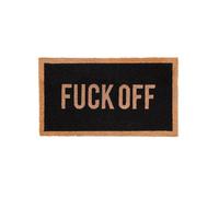 fisura. - Paillasson moderne en noix de coco avec support antidérapant en PVC. Paillasson original peint à la main. Taille : 70 cm x 40 cm. (Fuck off, noir)