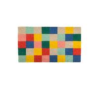 Fisura - Paillasson Original en Noix de Coco avec Support antidérapant en PVC. Paillasson d'entrée. Peint à la Main. Taille : 70 cm x 40 cm. (A Carreaux, Multicolore)