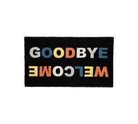 Fisura - Paillasson original en noix de coco avec support antidérapant en PVC. Paillasson d'entrée. Peint à la main. Taille : 70 cm x 40 cm. (Au revoir, négro)