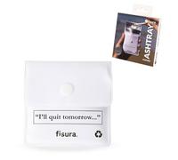 Fisura - Petit cendrier portable “I will quit”. Parfait pour la voiture, balades ou escapades. Sac à cendres réutilisable, compact et pratique. Accessoire original. 8 x 8 cm.