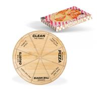 Fisura - Plat à pizza original. Plateau pour pizza avec messages amusants. Plateau de service en bois de bambou. Plat rond avec parts uniformes. 35 centimètres