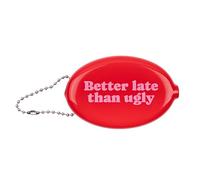 Fisura - Porte-Monnaie Ovale en Gomme “Better Late” Rose. Modèle rétro avec chaîne, Mini Portefeuille de Poche Unisexe, Cadeau Original Pratique. 1 unité.