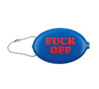 Fisura - Porte-Monnaie Ovale en Gomme “F*CK Off” Bleu foncé. Style rétro avec chaîne, Mini Portefeuille de Poche Unisexe, idée Cadeau Originale. 1 unité.