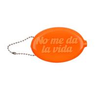 Fisura - Porte-Monnaie Ovale en Gomme “No me da la Vida” Orange. Modèle rétro avec chaîne, Mini Portefeuille de Poche Unisexe, idée Cadeau Originale. 1 unité.