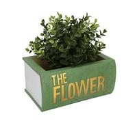 fisura. - Pot de Fleur Original en Forme de Livre. Pot de Fleur Interieur pour Cadeau. Décoration Originale. Pot décoratif Vert. Pot en résine. 10,5 x 14,5 x 22 cm.