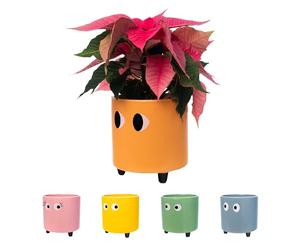 fisura. - Pot de Fleurs Original avec Motif d'œil. Pot de Fleurs et de Plante décoratif. Jardinière décorative d'intérieur. Pot en céramique Orange pour Fleurs et Plantes grasses.13 x 12,5 cm.
