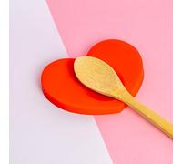 FISURA - Repose-cuillère original en forme de cœur. Repose-cuillère support en silicone. Porte-cuillère pour plan de travail de Cuisine rouge. 12 x 10 centimètres.