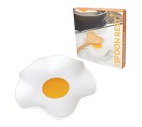 FISURA - Repose-cuillère original en forme d'œuf. Repose-cuillère en silicone. Support pour ustensiles original blanc et jaune. Dimensions : 12 x 12 centimètres.