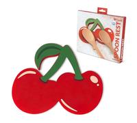 Fisura - Repose-cuillères original en forme de cerise. Double support en silicone pour ustensiles de cuisine. Dimensions pratiques : 20 cm x 16,3 cm.