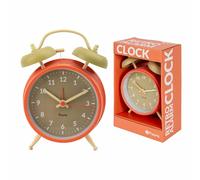 fisura. - Réveil analogique sans Tic-TAC. Réveil avec lumière LED Nocturne. Cadran 9 centimètres. 11,7 x 5,5 x 16. Métal (Beige et Orange)