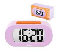 Fisura - Réveil Digital Violet Orange, réveil LED écran Affichage 12/24 Heures avec rétroéclairage, Horloge Chambre à Piles, Fonctionne avec 3 AAA Non incluses