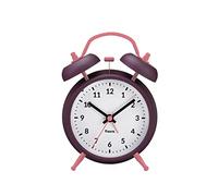 Fisura - Réveil Matin Aubergine. Reveil Analogique de Voyage Lumineux Silencieux sans Tic-Tac. Réveil avec veilleuse à LED. Cadran de 9 centimètres.11,7x5,5x16. Métal