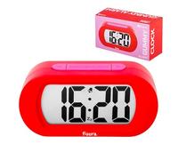 Fisura Réveil numérique Rouge et Rose - Réveil numérique avec écran LED - 12/24 Heures avec rétro-éclairage - Horloge de Chambre à Coucher avec Piles (3 Piles AAA Non incluses)