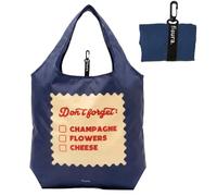 Fisura Sac à provisions pliable original « Don't Forget » - Sac de courses réutilisable en tissu d'une capacité de 12 litres - Pliable et fermeture par bande élastique - Avec mousqueton - Poignées de