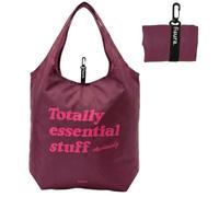 Fisura Sac à provisions pliable original « Essential stuff » - Sac de courses réutilisable en tissu d'une capacité de 12 litres - Pliable et fermeture par bande élastique - Avec mousqueton - Poignées