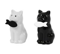 Fisura - Salière et poivrière originales Salières et poivrières de table aux formes amusantes. Ensemble de salières et poivrières en céramique.Salière et poivrière de table (Chats, noir et blanc)