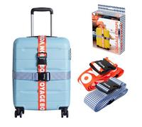 Fisura Sangles pour Bagage Original avec Message « Bon Voyage » - Ceintures de sécurité de Bagages - Accessoires pour valises - Longueur réglable de 1 à 2 mètres