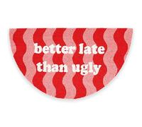Fisura - Tapis d’entrée “Better Late” en Coco avec Base antidérapante en PVC. Tapis intérieur Rose Peint à la Main, avec Un Message Amusant. Taille : 70 x 40 cm.