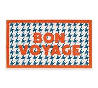 Fisura - Tapis d’entrée “Bon Voyage” en Coco avec Base antidérapante en PVC. Tapis intérieur Bleu Peint à la Main avec Un Message Amusant. Taille : 70 x 40 cm.
