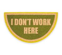 Fisura - Tapis d’entrée “I Don’t Work” en Coco avec Base antidérapante en PVC. Tapis intérieur Vert Peint à la Main, avec Un Message Original. Taille : 70 x 40 cm.