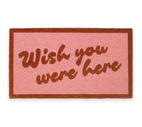 Fisura - Tapis d’entrée “Wish You” en Coco avec Base antidérapante en PVC. Tapis intérieur Rose Peint à la Main, avec Un Message Charmant. Taille : 70 x 40 cm.