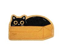 Fisura - Tapis de Porte extérieur “boîte Chat” en Coco avec Base antidérapante en PVC. Tapis de Forme Originale. Tapis de Chat. Peint à la Main. Dimensions : 70 cm x 40 cm